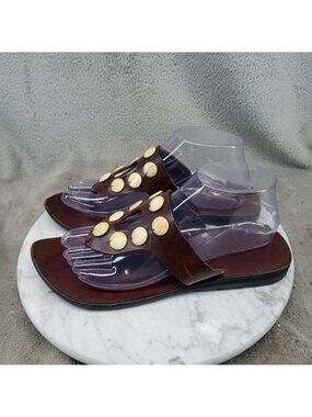 J.P. Mattie Shoes Womens Size 8 Brown Leather Slip On Thong Sandals